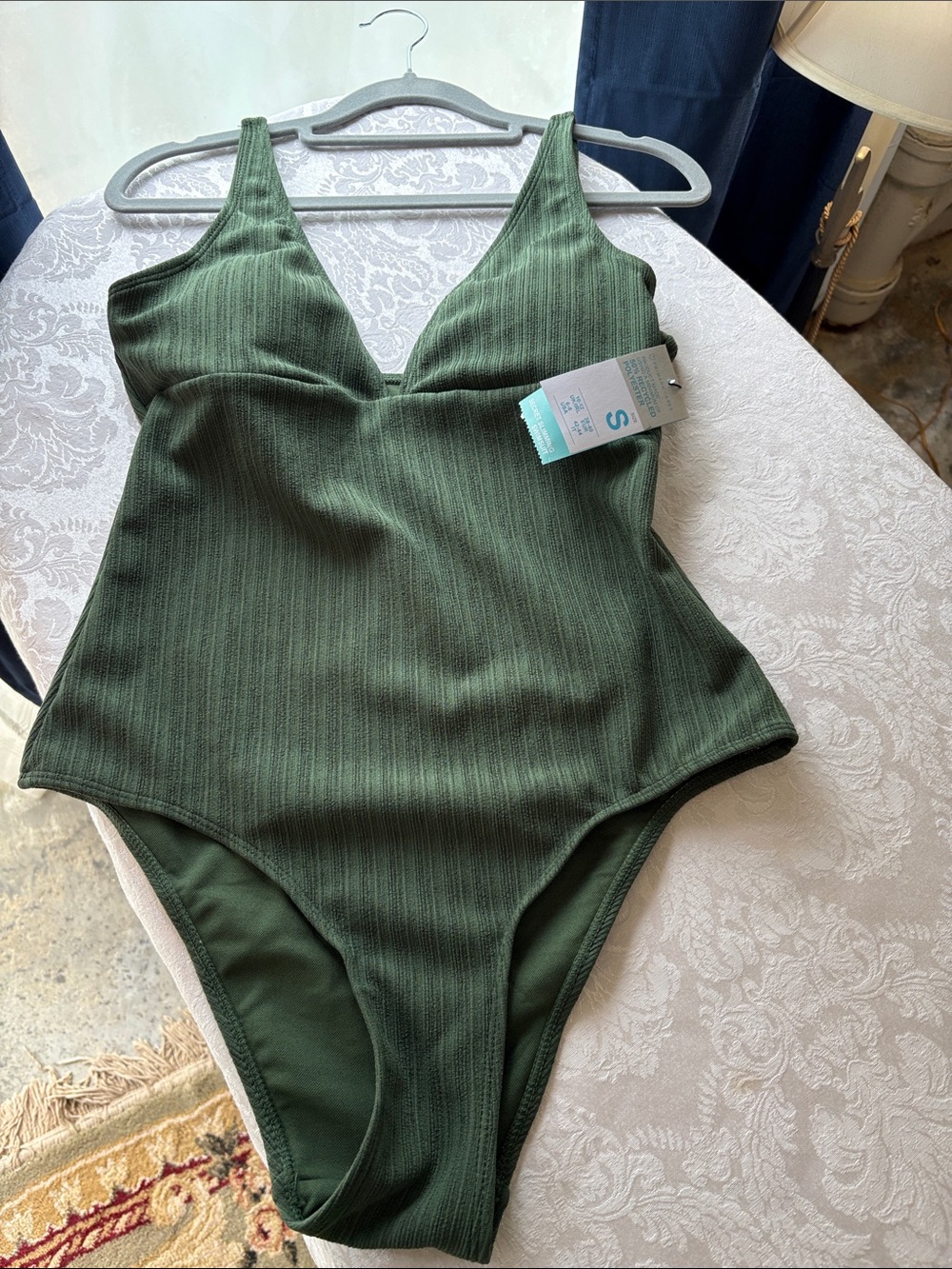 Primark Olive Green Ribbed One-Piece Swimsuit